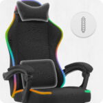 Ігрове комп'ютерне крісло Cabro C502 світлодіодне чорне-тканина - Зображення 6