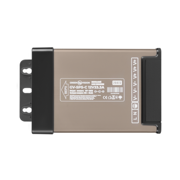 Імпульсний блок живлення GreenVision GV-SPS-C 12V33.3A (400W) Імпульсний блок живлення GreenVision GV-SPS-C 12V33.3A (400W)