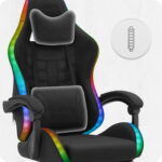 Ігрове геймерське комп'ютерне крісло Cabro C501 світлодіодне чорне-тканина - Зображення 8