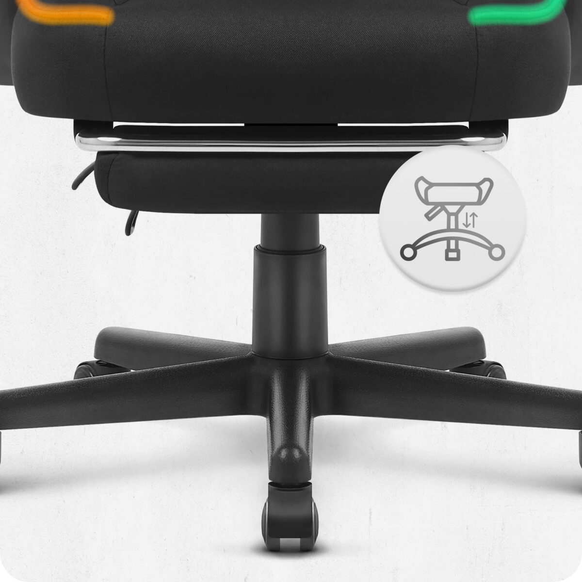 7-3 Ігрове комп'ютерне крісло Cabro C502 світлодіодне чорне-тканина - Зображення 7