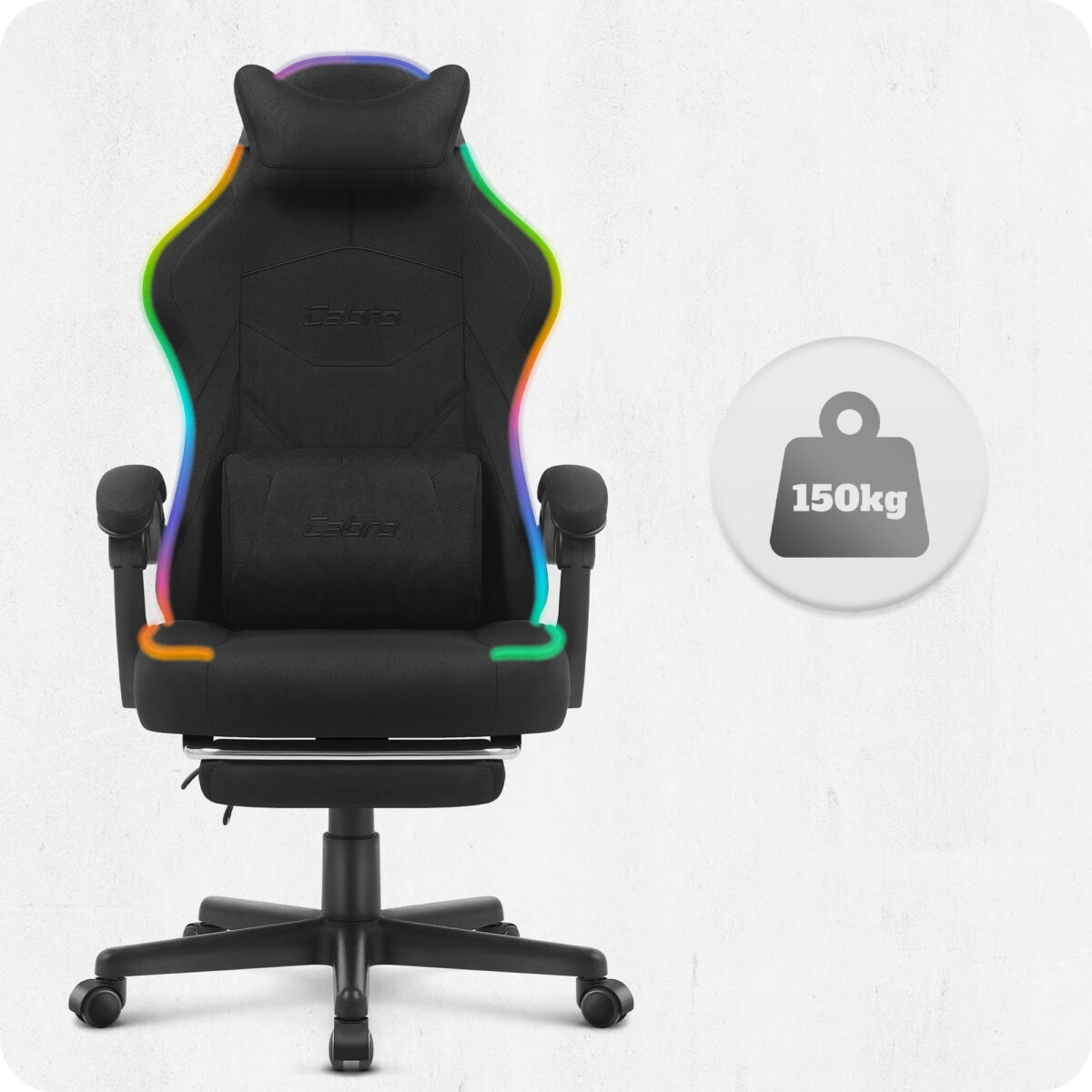 8-1 Ігрове комп'ютерне крісло Cabro C502 світлодіодне чорне-тканина - Зображення 8