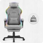 Ігрове геймерське комп'ютерне крісло Cabro C502 тканина світлодіодне сіре - Зображення 8