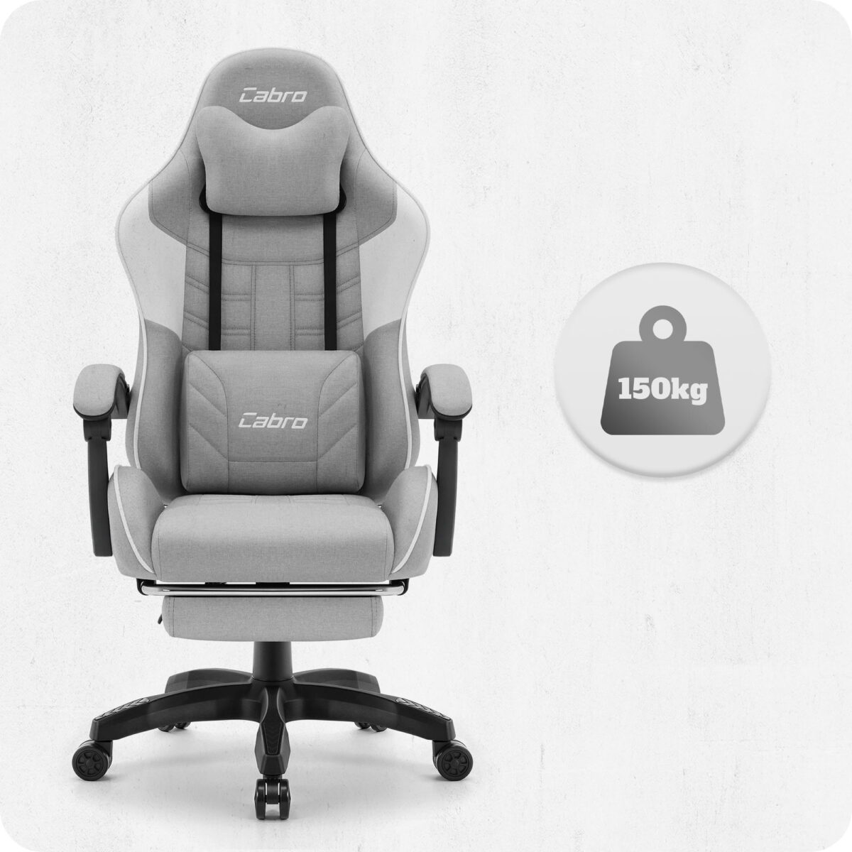 Ігрове геймерське комп'ютерне крісло Cabro C501 сіро-біле тканина - Зображення 8