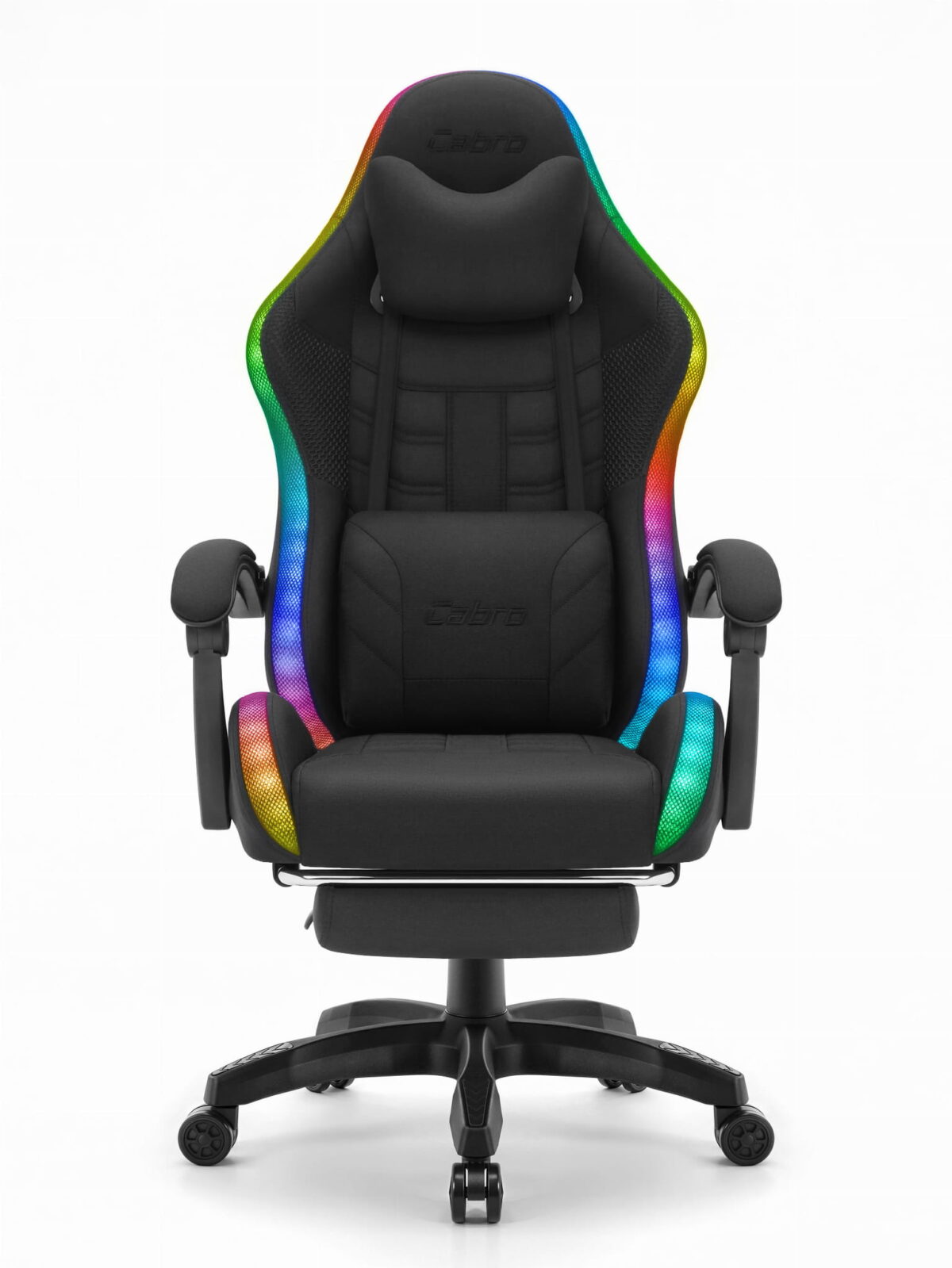 Ігрове геймерське комп'ютерне крісло Cabro C501 світлодіодне чорне-тканина - Зображення 2