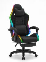 Ігрове геймерське комп'ютерне крісло Cabro C501 світлодіодне чорне-тканина