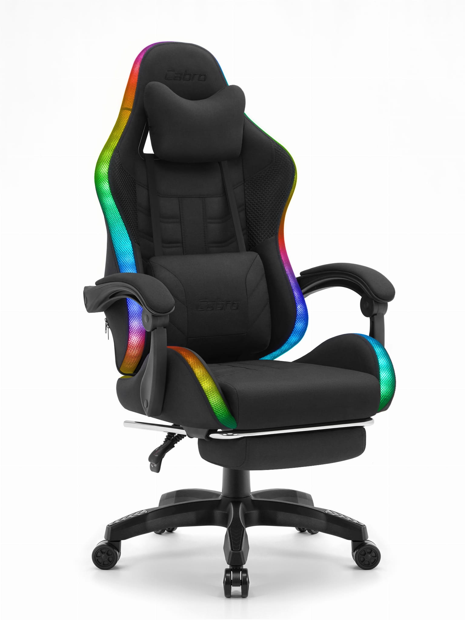 C501-BlackLed1 Ігрове геймерське комп'ютерне крісло Cabro C501 світлодіодне чорне-тканина