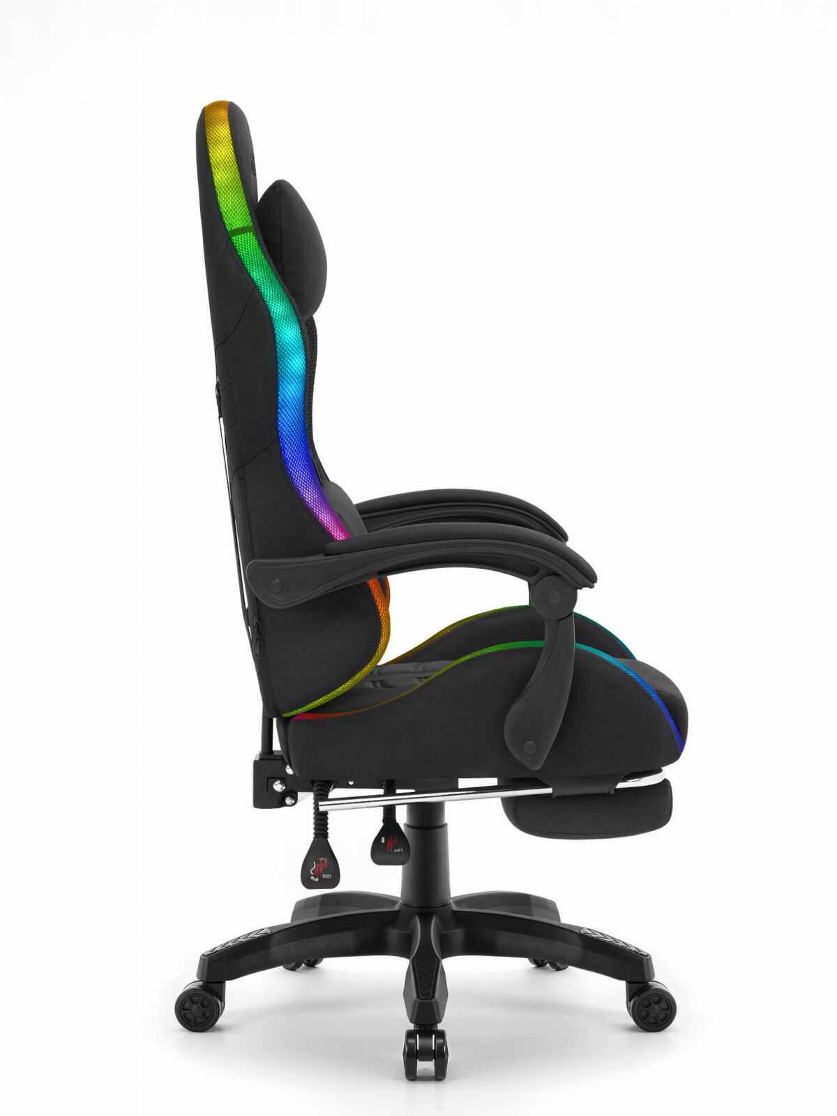 Ігрове геймерське комп'ютерне крісло Cabro C501 світлодіодне чорне-тканина - Зображення 4