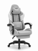 Ігрове геймерське комп'ютерне крісло Cabro C501 сіро-біле тканина