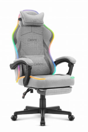 Ігрове геймерське комп'ютерне крісло Cabro C502 тканина світлодіодне сіре