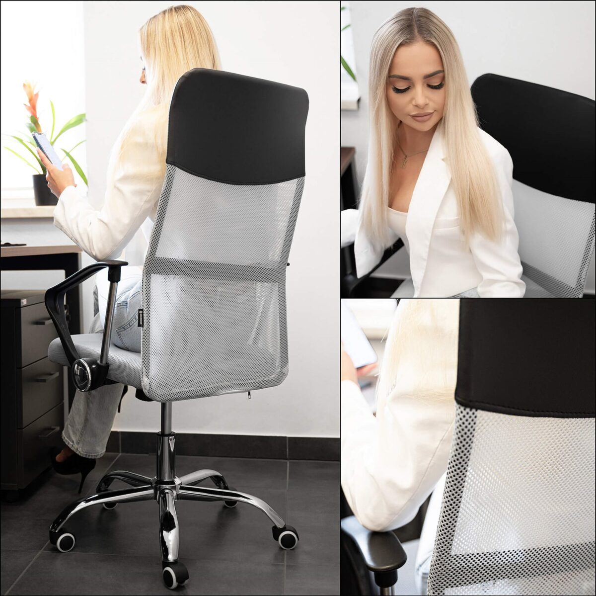 Офісне поворотне крісло Springos HF0032 120кг сірий