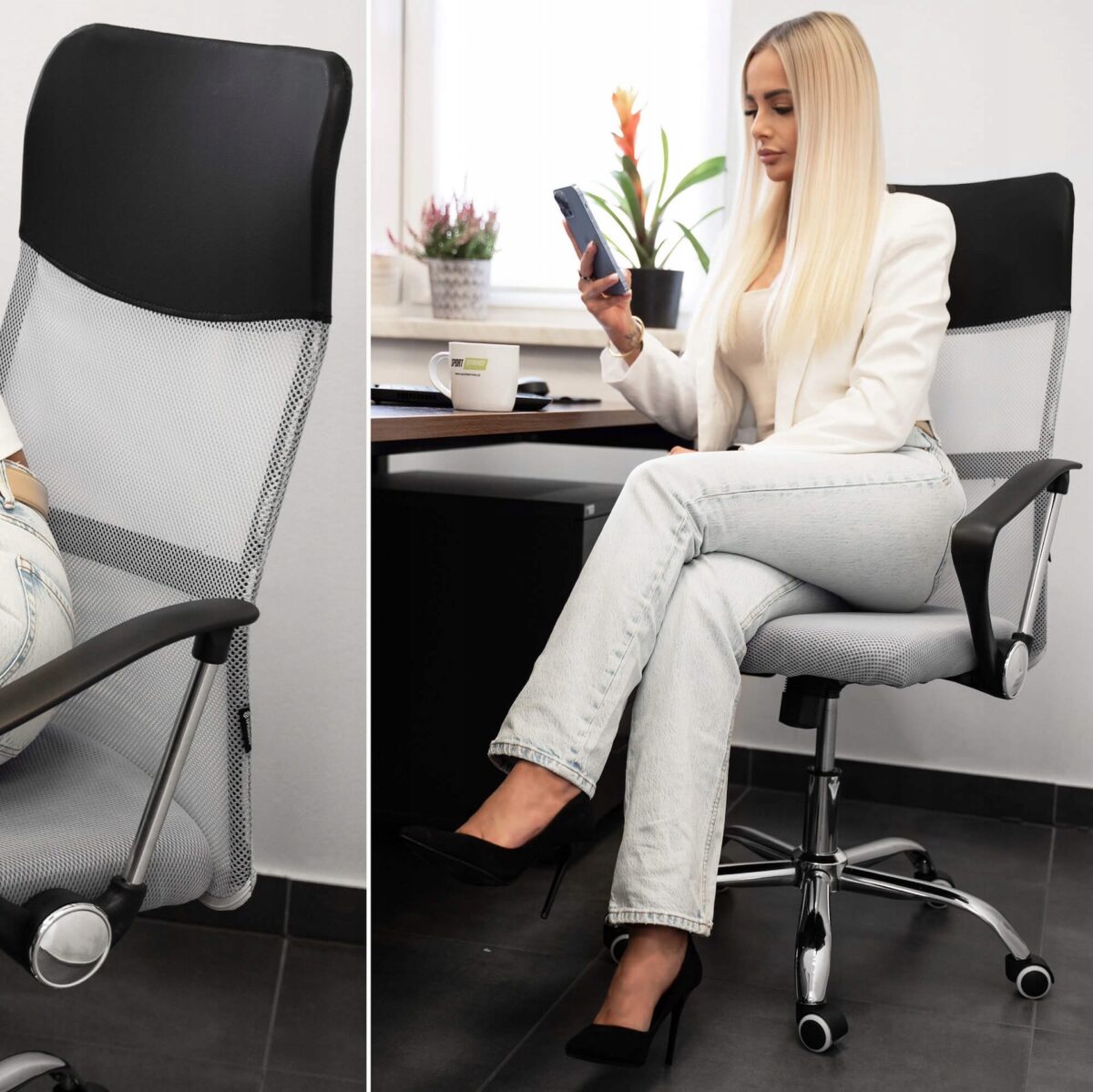 Офісне поворотне крісло Springos HF0032 120кг сірий