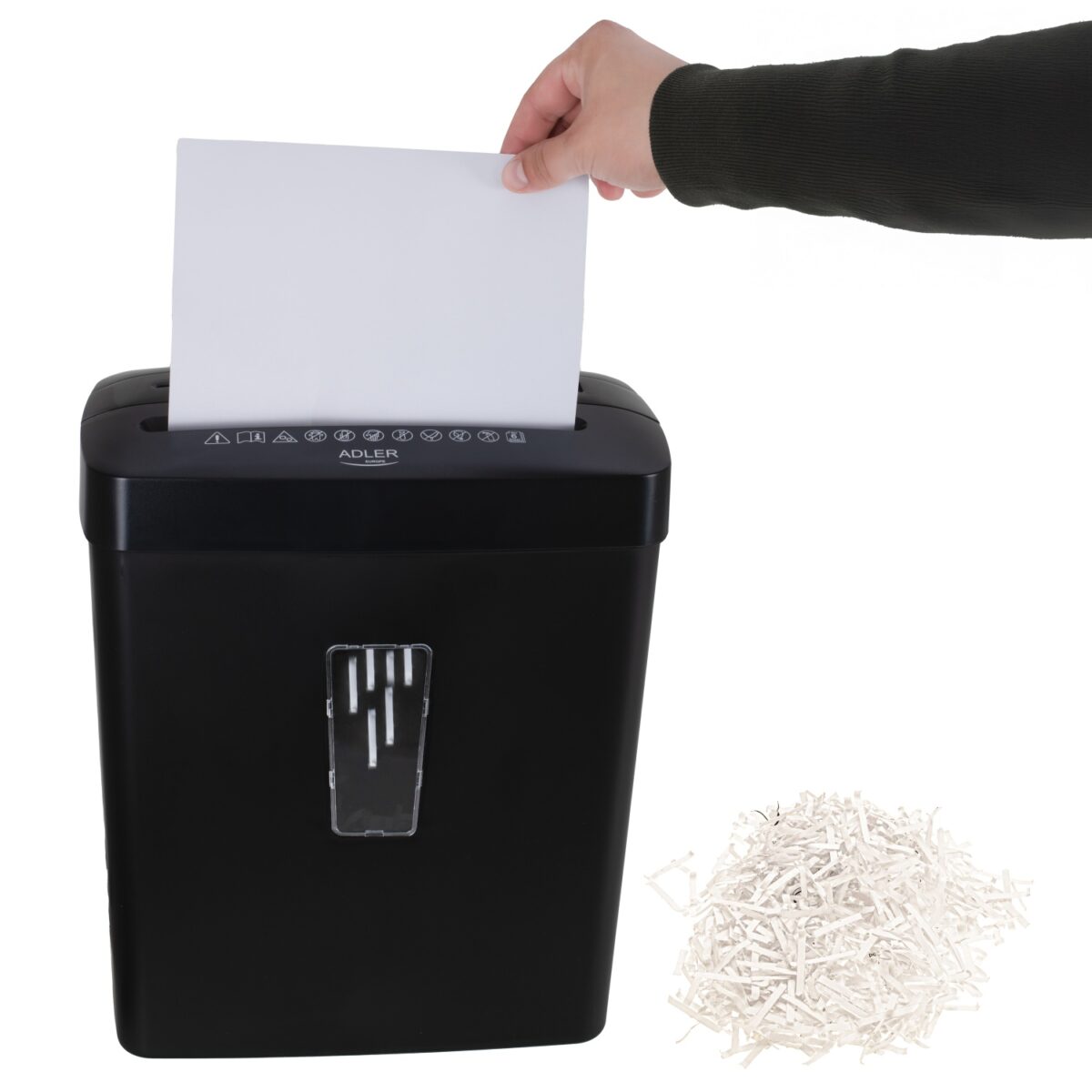 Знищувач паперу шредер документів і дисків Adler AD 1037 Чорний