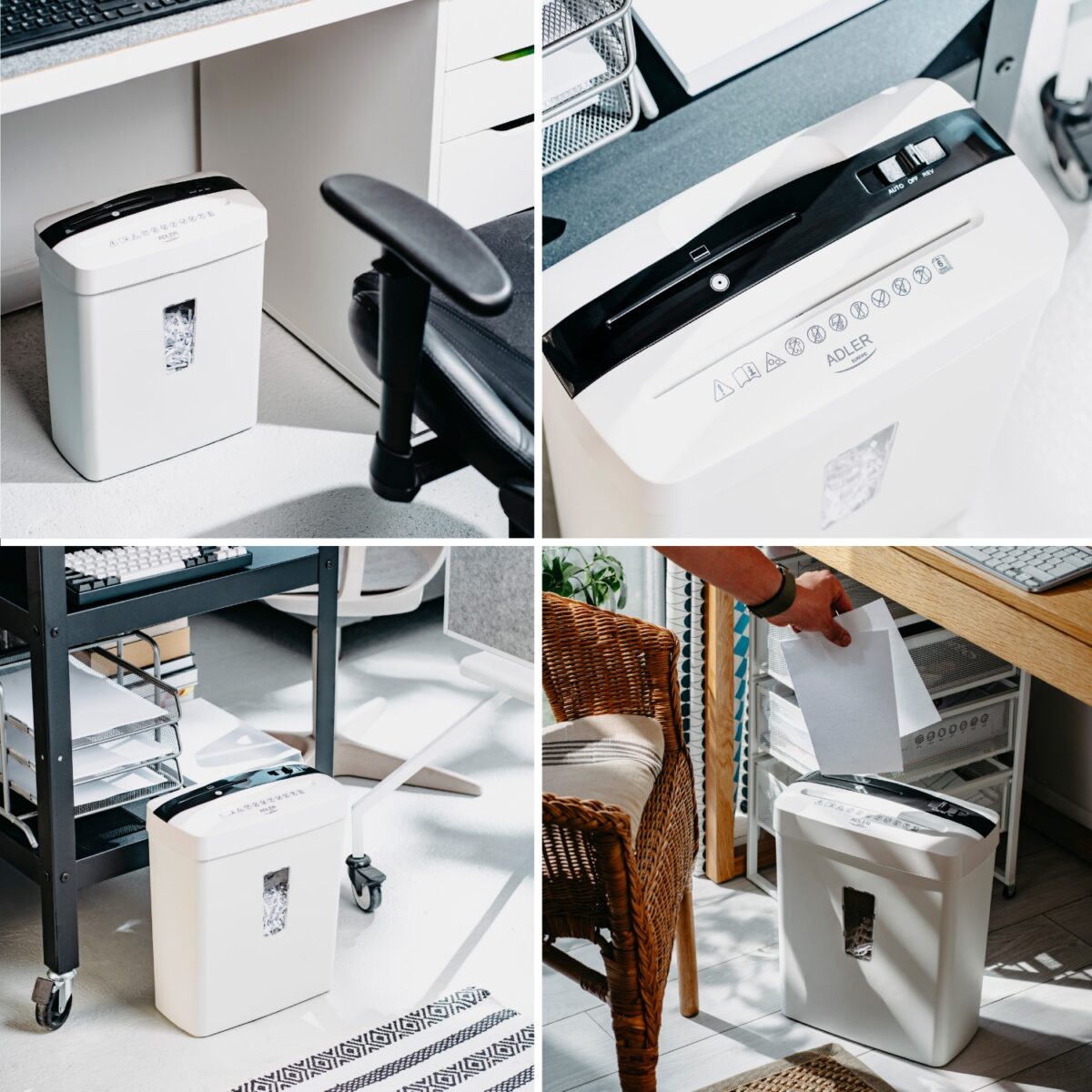 Знищувач паперу шредер документів і дисків Adler AD 1037 White