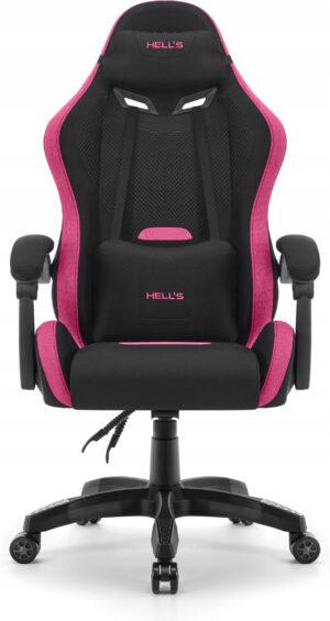 Геймерське комп'ютерне крісло Hell's Chair HC-1012 Black Pink тканина