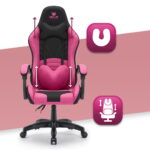 Геймерське комп'ютерне крісло Hell's Chair Rainbow 2.0 Pink Black тканина - Зображення 9