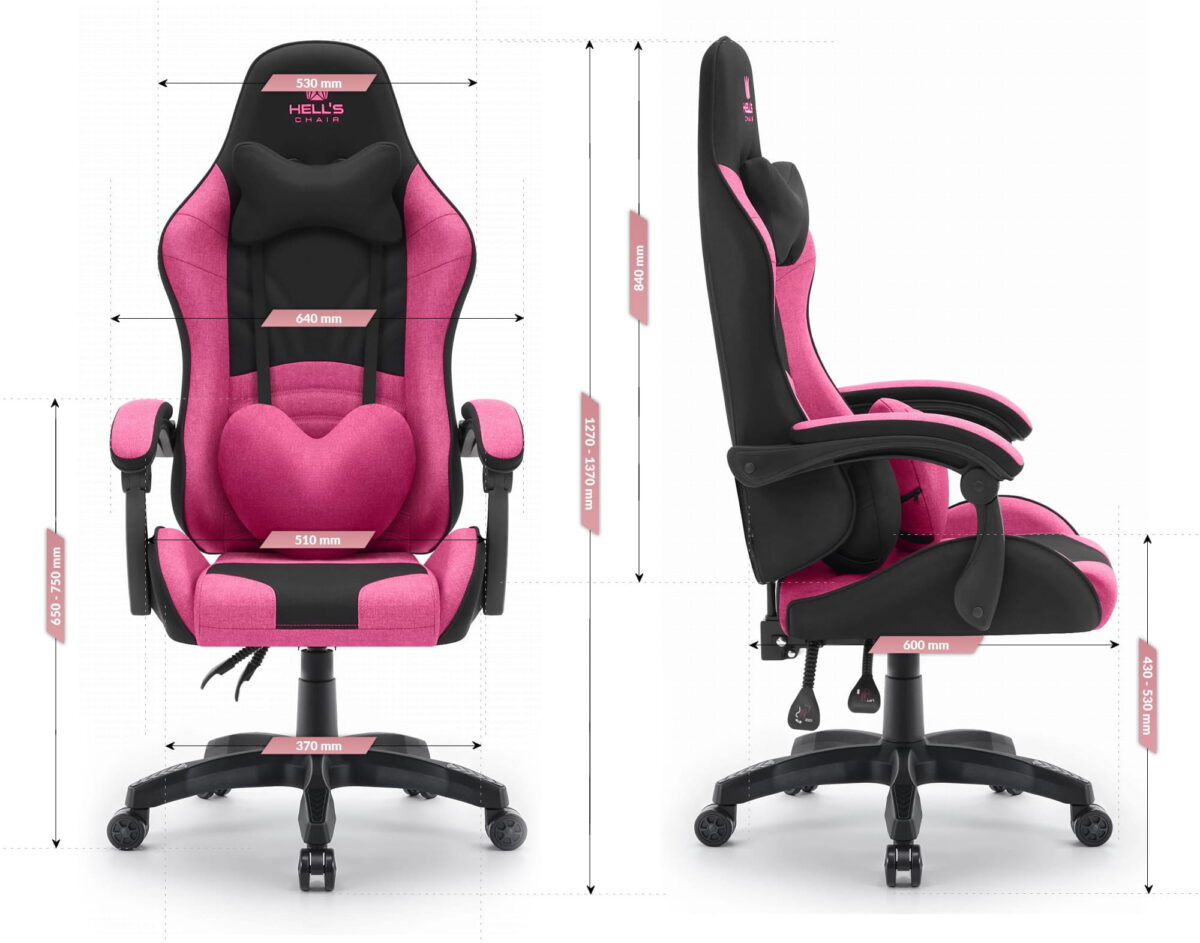 Геймерське комп'ютерне крісло Hell's Chair Rainbow 2.0 Pink Black тканина - Зображення 10