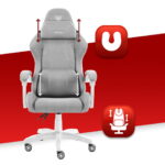 Геймерське ігрове комп'ютерне крісло Hell's Chair HC-1014 Grey White тканина - Зображення 6