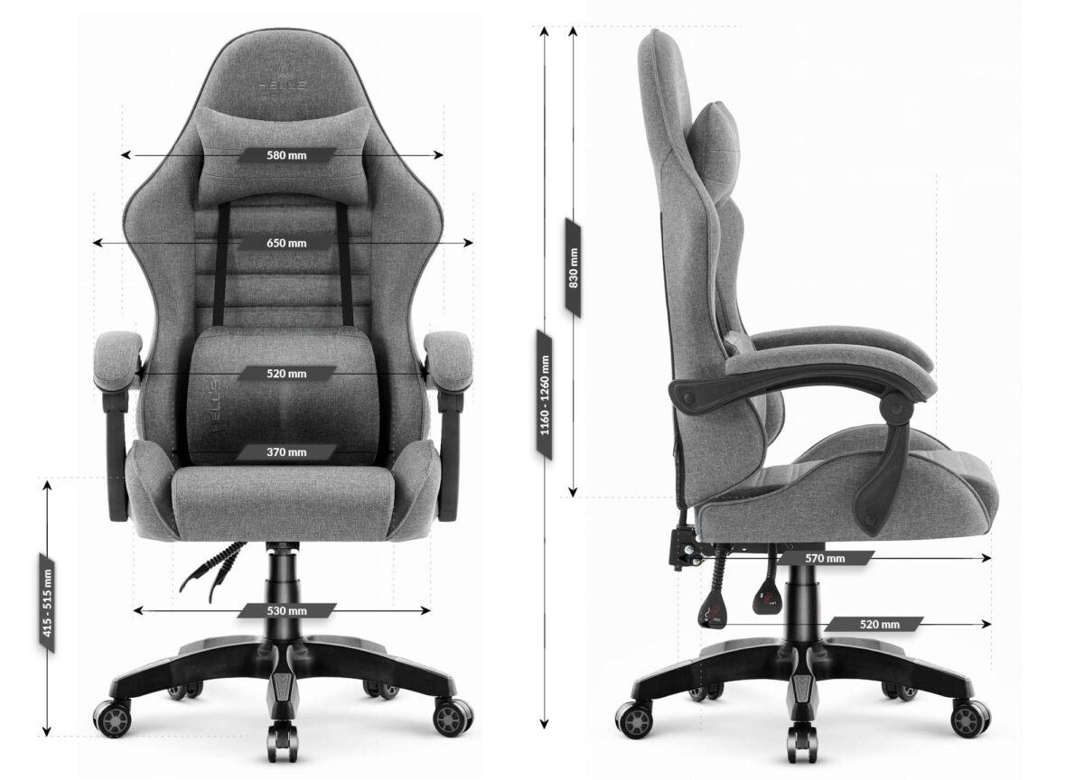 Геймерське комп'ютерне крісло Hell's Chair HC-1003 2.0 Grey Black тканина - Зображення 8