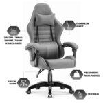 Геймерське комп'ютерне крісло Hell's Chair HC-1003 2.0 Grey Black тканина - Зображення 9