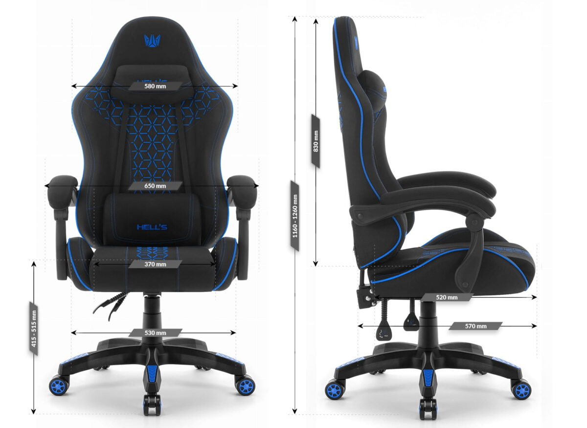 Геймерське ігрове комп'ютерне крісло Hell's Chair HC-1008 Black Blue 2.0 тканина/сітка - Зображення 7