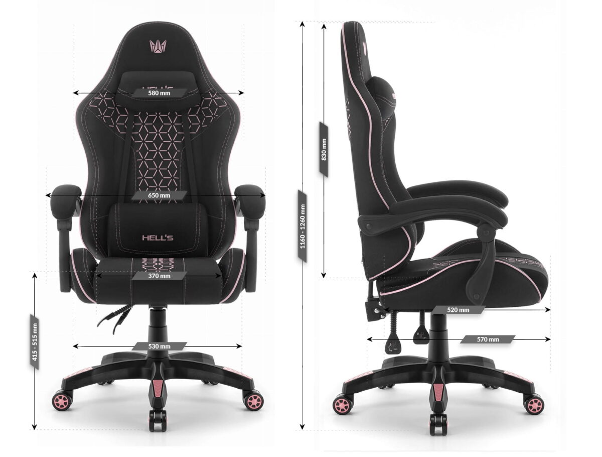 Геймерське ігрове комп'ютерне крісло Hell's Chair HC-1008 Black Pink 2.0 тканина/сітка - Зображення 8