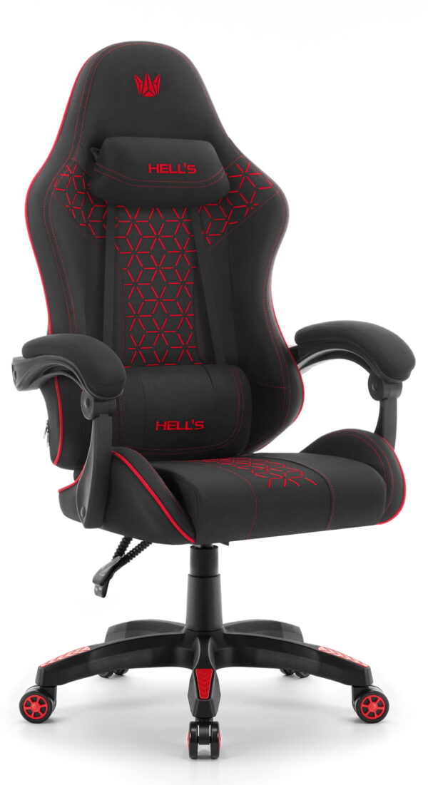 Геймерське ігрове комп'ютерне крісло Hell's Chair HC-1008 Black Red 2.0 тканина/сітка