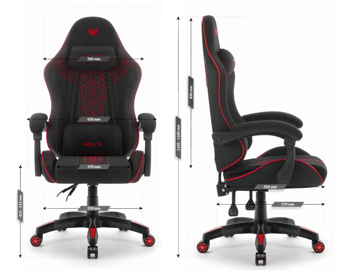 Геймерське ігрове комп'ютерне крісло Hell's Chair HC-1008 Black Red 2.0 тканина/сітка - Зображення 8