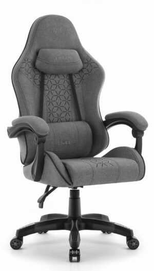 Геймерське ігрове комп'ютерне крісло Hell's Chair HC-1008 Grey Black 2.0 тканина/сітка