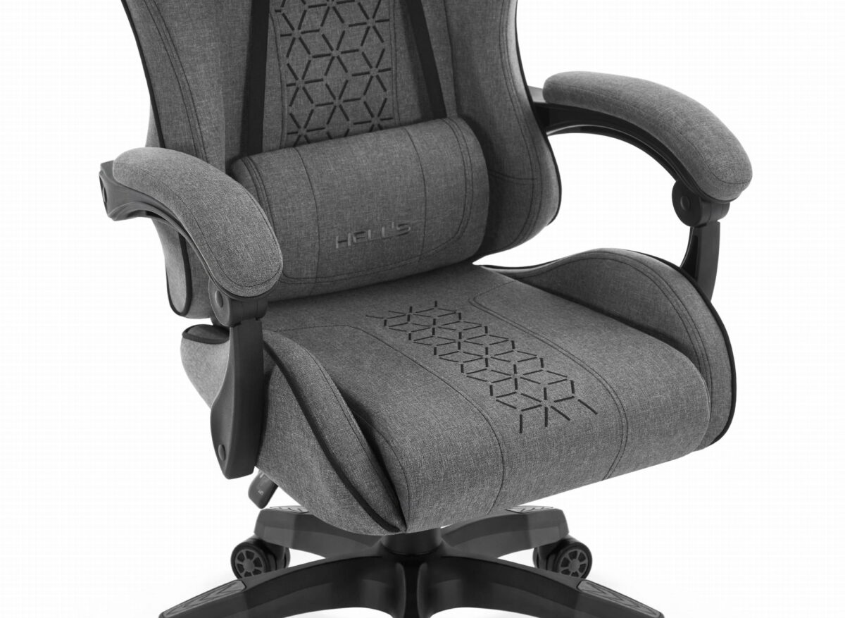 Геймерське ігрове комп'ютерне крісло Hell's Chair HC-1008 Grey Black 2.0 тканина/сітка - Зображення 6
