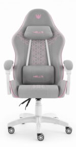 Геймерське ігрове комп'ютерне крісло Hell's Chair HC-1008 Grey Pink 2.0 тканина/сітка - Зображення 3