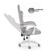 Геймерське ігрове комп'ютерне крісло Hell's Chair HC-1008 Grey Pink 2.0 тканина/сітка - Зображення 8