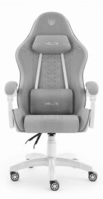 Геймерське ігрове комп'ютерне крісло Hell's Chair HC-1008 Grey White 2.0 тканина/сітка - Зображення 2