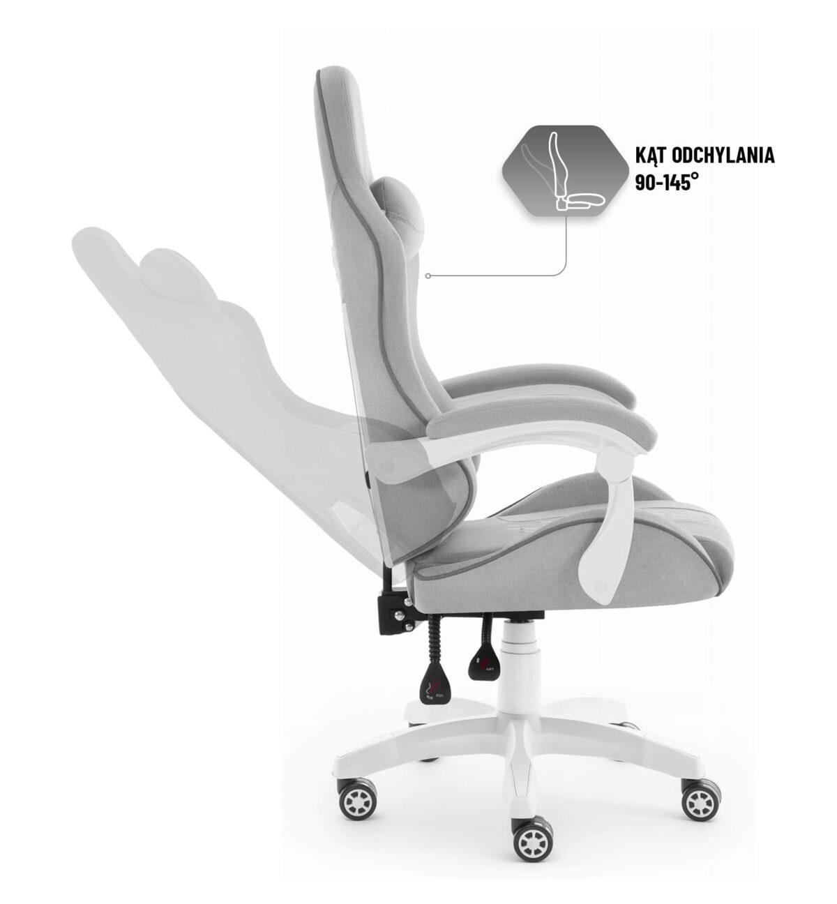 Геймерське ігрове комп'ютерне крісло Hell's Chair HC-1008 Grey White 2.0 тканина/сітка - Зображення 7