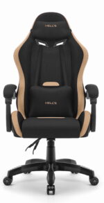 Геймерське ігрове комп'ютерне крісло Hell's Chair HC-1012 Black Biege тканина/замша - Зображення 3