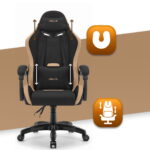 Геймерське ігрове комп'ютерне крісло Hell's Chair HC-1012 Black Biege тканина/замша - Зображення 6