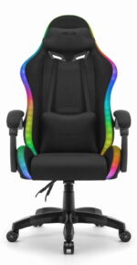 Геймерське ігрове комп'ютерне крісло Hell's Chair HC-1012 Black LED RGB тканина - Зображення 2