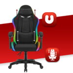 Геймерське ігрове комп'ютерне крісло Hell's Chair HC-1012 Black LED RGB тканина - Зображення 6