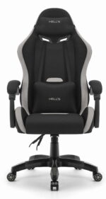 Геймерське ігрове комп'ютерне крісло Hell's Chair HC-1012 Black Grey тканина/замша - Зображення 3
