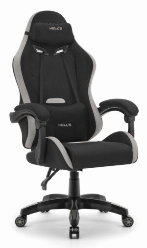 Геймерське ігрове комп'ютерне крісло Hell's Chair HC-1012 Black Grey тканина/замша