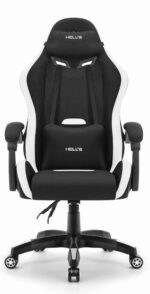 Геймерське ігрове комп'ютерне крісло Hell's Chair HC-1012 Black White тканина - Зображення 3