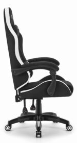 Геймерське ігрове комп'ютерне крісло Hell's Chair HC-1012 Black White тканина - Зображення 5