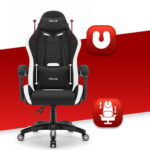 Геймерське ігрове комп'ютерне крісло Hell's Chair HC-1012 Black White тканина - Зображення 6