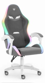 Геймерське ігрове комп'ютерне крісло Hell's Chair HC-1012 LED RGB Grey White тканина - Зображення 2