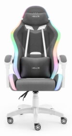 Геймерське ігрове комп'ютерне крісло Hell's Chair HC-1012 LED RGB Grey White тканина - Зображення 3