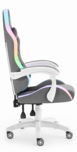 Геймерське ігрове комп'ютерне крісло Hell's Chair HC-1012 LED RGB Grey White тканина - Зображення 4