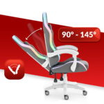 Геймерське ігрове комп'ютерне крісло Hell's Chair HC-1012 LED RGB Grey White тканина - Зображення 9