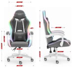 Геймерське ігрове комп'ютерне крісло Hell's Chair HC-1012 LED RGB Grey White тканина - Зображення 10
