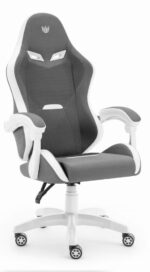 Геймерське ігрове комп'ютерне крісло Hell's Chair HC-1012 Grey White тканина - Зображення 2