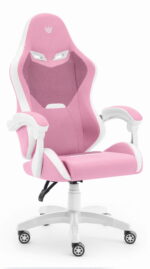 Геймерське ігрове комп'ютерне крісло Hell's Chair HC-1012 Pink White тканина - Зображення 2