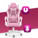 Геймерське ігрове комп'ютерне крісло Hell's Chair HC-1012 Pink White тканина - Зображення 5